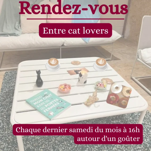 Retrouvez moi le samedi 26 avril 2025 à 15h30 au dog spot @pilepoilsplumes !

Je vous propose un moment convivial autour d'un goûter afin de discuter de nos chats ☕🍩

Il ne sera pas envisageable de parler des problématiques de comportement, en revanche pour parler du quotidien, des anecdotes et autres bons moments ce sera le lieu 😻

Nous pourrons aussi discuter des produits que vous retrouvez au shop ou de la ludothèque 😺

Réservation en ligne, lien en bio 😻